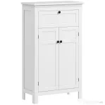 HOMCOM Dulap Baie cu 2 Uși și Sertar, Dulap Salvaspațiu cu Rafturi Reglabile, 60x30x102.5 cm, Alb
