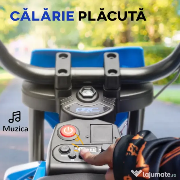 AIYAPLAY Motocicletă Electrică pentru Copii cu Roți Detașabile, Suspensii, Sunete și Indicator de Încărcare, Albastru | Aosom Romania