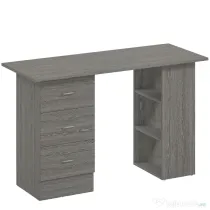 HOMCOM Birou modern cu 3 Sertare si Rafturi in Lemn Alb 120x49x72cm | Aosom Romania