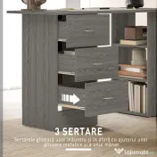 HOMCOM Birou modern cu 3 Sertare si Rafturi in Lemn Alb 120x49x72cm | Aosom Romania 