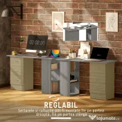 HOMCOM Birou modern cu 3 Sertare si Rafturi in Lemn Alb 120x49x72cm | Aosom Romania 