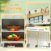 AIYAPLAY Bucătărie pentru Copii 3+ Ani, Bucătărie Jucărie din Oțel Inoxidabil, Lemn și PP, 72x33x85,2 cm, Albastru | Aosom Romania