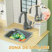 AIYAPLAY Bucătărie pentru Copii 3+ Ani, Bucătărie Jucărie din Oțel Inoxidabil, Lemn și PP, 72x33x85,2 cm, Albastru | Aosom Romania