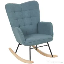 HOMCOM Fotoliu cu leagăn, formă ergonomică, leagăne din lemn solid, până la 120 kg, Albastru deschis | Aosom Romania