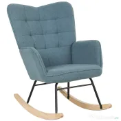 HOMCOM Fotoliu cu leagăn, formă ergonomică, leagăne din lemn solid, până la 120 kg, Albastru deschis | Aosom Romania