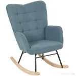 HOMCOM Fotoliu cu leagăn, formă ergonomică, leagăne din lemn solid, până la 120 kg, Albastru deschis