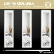 HOMCOM Oglindă Iluminată cu Lumini LED Reglabile și Buton Tactil, din Sticlă și MDF, 40x5x160 cm, Alb | Aosom Romania 