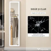 HOMCOM Oglindă Iluminată cu Lumini LED Reglabile și Buton Tactil, din Sticlă și MDF, 40x5x160 cm, Alb | Aosom Romania 