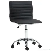 HOMCOM Scaun Ergonomic de Birou din Piele Ecologică cu Înălțime Reglabilă, Șezut Rotativ și 5 Rotile, 48x52x90 cm, Negru | Aosom Romania 