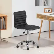 HOMCOM Scaun Ergonomic de Birou din Piele Ecologică cu Înălțime Reglabilă, Șezut Rotativ și 5 Rotile, 48x52x90 cm, Negru | Aosom Romania 