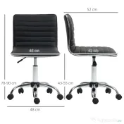 HOMCOM Scaun Ergonomic de Birou din Piele Ecologică cu Înălțime Reglabilă, Șezut Rotativ și 5 Rotile, 48x52x90 cm, Negru | Aosom Romania 