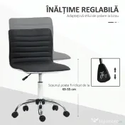 HOMCOM Scaun Ergonomic de Birou din Piele Ecologică cu Înălțime Reglabilă, Șezut Rotativ și 5 Rotile, 48x52x90 cm, Negru | Aosom Romania 