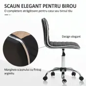 HOMCOM Scaun Ergonomic de Birou din Piele Ecologică cu Înălțime Reglabilă, Șezut Rotativ și 5 Rotile, 48x52x90 cm, Negru | Aosom Romania 