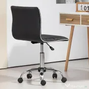 HOMCOM Scaun Ergonomic de Birou din Piele Ecologică cu Înălțime Reglabilă, Șezut Rotativ și 5 Rotile, 48x52x90 cm, Negru | Aosom Romania 