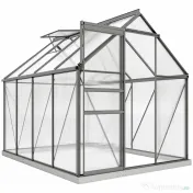 Outsunny Sera Walk-In Aluminiu & Policarbonat – Ventilatie si Jgheab | Aosom Romania 