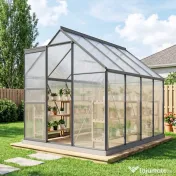 Outsunny Sera Walk-In Aluminiu & Policarbonat – Ventilatie si Jgheab | Aosom Romania 