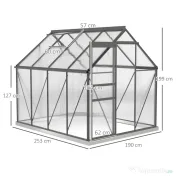 Outsunny Sera Walk-In Aluminiu & Policarbonat – Ventilatie si Jgheab | Aosom Romania 