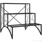 Outsunny Etajeră-suport pentru plante, cu 3 niveluri, în formă de scară, pentru interior și exterior, din metal, 60x60x60 cm, negru