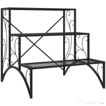 Outsunny Etajeră-suport pentru plante, cu 3 niveluri, în formă de scară, pentru interior și exterior, din metal, 60x60x60 cm, negru