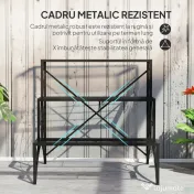 Outsunny Raft pentru Plante cu 3 Niveluri din metal, 60x60x60 cm, Negru | Aosom Romania 