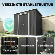 Outsunny Adăpost de Grădină Metalic în Alipire cu Kit de Fundație, Ușă Dublă, Ventilații și Acoperiș Înclinat, Gri | Aosom Romania 