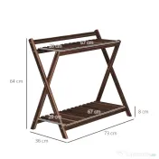 Outsunny Set de 2 Suporturi pentru Plante cu 2 Niveluri, 73x36x64 cm, Maro | Aosom Romania 