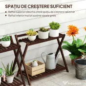 Outsunny Set de 2 Suporturi pentru Plante cu 2 Niveluri, 73x36x64 cm, Maro | Aosom Romania 