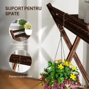 Outsunny Set de 2 Suporturi pentru Plante cu 2 Niveluri, 73x36x64 cm, Maro | Aosom Romania 