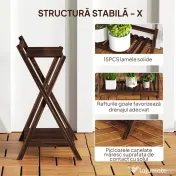 Outsunny Set de 2 Suporturi pentru Plante cu 2 Niveluri, 73x36x64 cm, Maro | Aosom Romania 