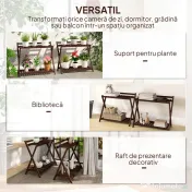 Outsunny Set de 2 Suporturi pentru Plante cu 2 Niveluri, 73x36x64 cm, Maro | Aosom Romania 