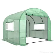Outsunny Seră Tip Tunel 300 x 300cm Walk-In - Verde | Aosom Romania 