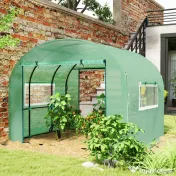 Outsunny Seră Tip Tunel 300 x 300cm Walk-In - Verde | Aosom Romania 