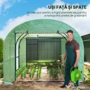 Outsunny Seră Tip Tunel 300 x 300cm Walk-In - Verde | Aosom Romania 