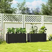 Outsunny Set de 2 Straturi Înălțate Galvanizate pentru Grădină cu Parte Inferioară Deschisă, 120x60x60 cm, Gri Închis | Aosom Romania 