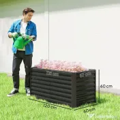 Outsunny Set de 2 Straturi Înălțate Galvanizate pentru Grădină cu Parte Inferioară Deschisă, 120x60x60 cm, Gri Închis | Aosom Romania 