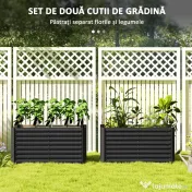 Outsunny Set de 2 Straturi Înălțate Galvanizate pentru Grădină cu Parte Inferioară Deschisă, 120x60x60 cm, Gri Închis | Aosom Romania 