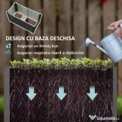 Outsunny Set de 2 Straturi Înălțate Galvanizate pentru Grădină cu Parte Inferioară Deschisă, 120x60x60 cm, Gri Închis | Aosom Romania 