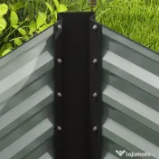 Outsunny Set de 2 Straturi Înălțate Galvanizate pentru Grădină cu Parte Inferioară Deschisă, 120x60x60 cm, Gri Închis | Aosom Romania 