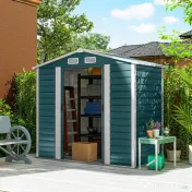 Outsunny Căsuță de Grădină din Metal cu Uși Glisante și Lacăt cu Chei, 2,1x1,2x1,9m, Verde | Aosom Romania 