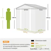 Outsunny Căsuță de Grădină din Metal cu Uși Glisante și Lacăt cu Chei, 2,1x1,2x1,9m, Verde | Aosom Romania 