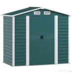 Outsunny Căsuță de Grădină din Metal cu Uși Glisante și Lacăt cu Chei, 2,1x1,2x1,9m, Verde