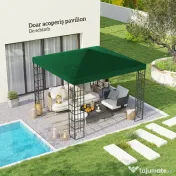 Outsunny Copertină pentru Foișor, Înlocuire Acoperiș pentru Foișor de Grădină cu Orificii de Drenaj, 298x298 cm, Verde | Aosom Romania