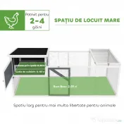 PawHut Coteț pentru 2-4 Găini, Cuib pentru Clocit cu Acoperiș Impermeabil, Tavă Detașabilă și Uși, 214x101x91,5 cm, Gri | Aosom Romania 