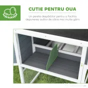 PawHut Coteț pentru 2-4 Găini, Cuib pentru Clocit cu Acoperiș Impermeabil, Tavă Detașabilă și Uși, 214x101x91,5 cm, Gri | Aosom Romania 