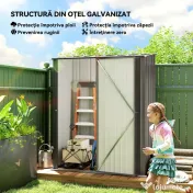 Outsunny Magazie Grădină Mare din Oțel cu Zăvor pentru Grădină, Negru | Aosom Romania 