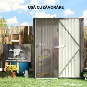 Outsunny Magazie Grădină Mare din Oțel cu Zăvor pentru Grădină, Negru | Aosom Romania 