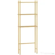 HOMCOM Unitate de Depozitare Deasupra Toaletei din Bambus cu 3 Rafturi, 63,5x25,5x181 cm, Lemn Natural | Aosom Romania 