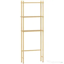 HOMCOM Unitate de Depozitare Deasupra Toaletei din Bambus cu 3 Rafturi, 63,5x25,5x181 cm, Lemn Natural | Aosom Romania