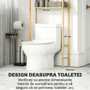 HOMCOM Unitate de Depozitare Deasupra Toaletei din Bambus cu 3 Rafturi, 63,5x25,5x181 cm, Lemn Natural | Aosom Romania 