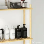 HOMCOM Unitate de Depozitare Deasupra Toaletei din Bambus cu 3 Rafturi, 63,5x25,5x181 cm, Lemn Natural | Aosom Romania 